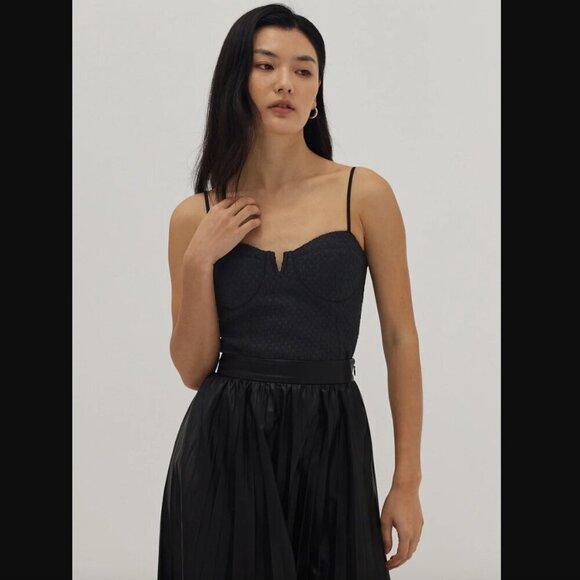 Love Bonito Black Textured Xibrey Padded Bustier Top 4 / S NWT - Picture 1 of 9